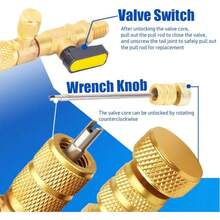 Valve Core Remover Installer Tool & HVAC Service Wrench Set With Hex Bit Adapters, Dual Size SAE 1/4 & 5/16 Port,3/8'' To 1/4'', 5/16'' X 1/4'' Refrigeration Service Wrench,10pcs Valve Core