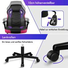 ALFORDSON Racing Desk Chair, Ergonomic Height-Adjustable & Padded 150 Kg Load Capacity Office Chair, Swivel PC Gaming Chair For Home Office, PU Leather And Fabric, Orange - Purple - View 4