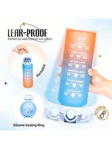 1PC 1L Large Capacity Straw Mug, Printed Time Stamped Water Bottle, Leak Proof Durable High Temperature Resistant Sports Mug, Suitable For Office, Outdoor Sports, Traveling And Tourism, Back-To-School Supplies, Gifts For People - Multicolor - View 9