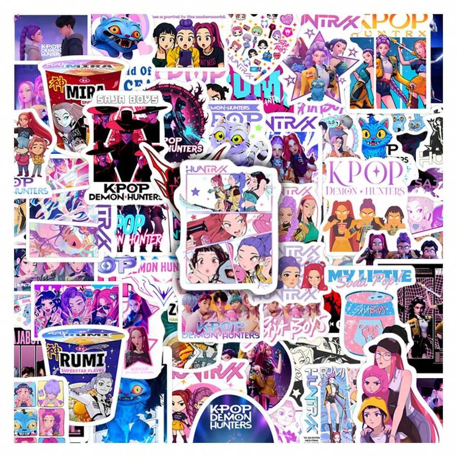 60 قطعة/65 قطعة ملصقات أنمي لقتلة الشياطين، ملصقات DIY لقتلة الشياطين والنمور، ملصقات مقاومة للماء للألبوم الفني والهاتف والحقائب والزلاجات (أنماط عشوائية)