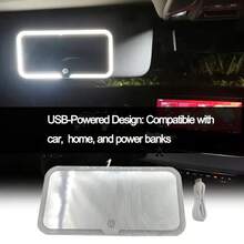 1 Car Makeup Mirror With LED Light, With Touch Button, 3 Lighting Modes, With Fill Light, Suitable For Cars, Trucks, Suvs, Touch Up Makeup Anytime, Anywhere, Keep Beautiful - Black - View 5