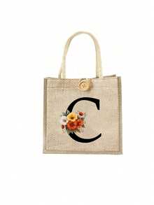 Bolso de tela con estampado de letras, bolso de tela estampado, bolso con decoración de botones, bolso grande de capacidad minimalista, bolso de tela casual y portátil de gran capacidad, bolso de compras multifuncional, nuevo diseño, gran capacidad, compañero de compras, bolso de hombro, bolso de tela, bolsa de almuerzo, lonchera, bolso cruzado, para mujer, uso diario, cita - Multicolor - Ver 27