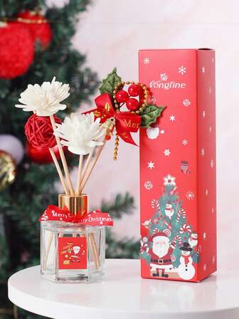 Diffusore di aromi natalizio - 50ml (1,7 fl.oz) Diffusore a bastoncini senza fiamma per profumare l'ambiente domestico | Fragranza a lunga durata per bagno, camera da letto e spazi interni | Profumi di lavanda, giglio, pesca bianca oolong, gardenia | Decorazione natalizia per la casa e per feste di Natale, regali di Natale