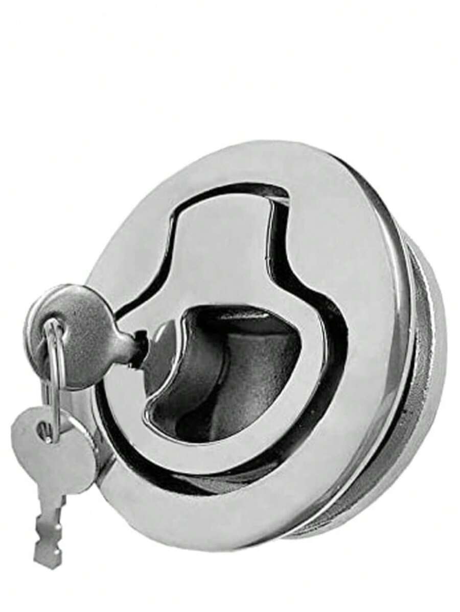 ISURE MARINE Boat Latches Stainless Steel 2", Latch Hatch Round Pull Marine Boat Flush Pull Hatch Latch Locking Lift Handle Round Deck Hatch - Locking - Bạc - Xem 1