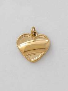 1pc Stainless Steel Heart Shaped Pendant, Handmade DIY Accessory For Halloween, Thanksgiving, Suitable For Necklace, Bracelet, Earrings