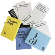 Cartas de Jogos de Natal Contra: Pacote Salva América, Pacote Nostalgia dos Anos 90, Pacote Teatro, Pacote de Cartas de Imagem 1, Pacote de Cartas de Imagem 2, Pacote de Cartas de Imagem 3, Mini Expansão, Material Resistente de Cartão, Jogo Interativo para Diversão e Entretenimento em Noites de Festa