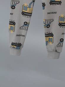 2件套幼儿男童卡通恐龙印花100%纯棉加厚长袖上衣和裤子睡衣套装 - 彩色 - 查看 8