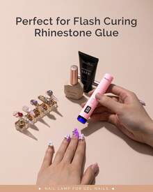 Handheld UV Light For Gel Nails, Mini Portable Cordless Nail Lamp With LCD Display, Eye-Protective Cover, Flash Curing For Glue Pink - Pink - View 2