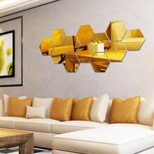 10pcs Hexagon Acrylic 3D Mirror Wall Stickers Self-Adhesive For Living Room Bedroom Decor Wall Decor Home Decor