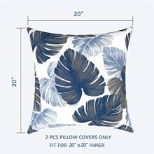 Outdoor/Indoor Throw Pillows, 18x18 Square Pillows With Inserts Bed, Couch, Sofa & Patio Furniture (Set Of 2, Monstera Blue), Decorative Pillows - 龜背竹藍 - 查看 3