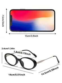 1 件/2 件套装椭圆形小框无度数眼镜，Y2K 复古橄榄绿色镜框，适合休闲和正式服装，适合使用电脑、看电视、玩游戏和操作智能手机，透明镜片时尚配饰 - 彩色 - 查看 5