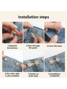 Zestaw 1/4 klipsów w kształcie gwiazdek, odpinany pasek w talii bez szycia, regulowany pasek, odpowiedni na zakupy i wyjścia, idealny do luźnych spodni i spódnic, dodatek do luźnych spodni