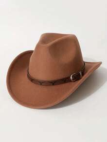 A Classic Cowboy Hat For Both Men And Women, Paired With A Brown Belt And A Silver-Black Bull Logo, And A Metal Buckle, Is An Adjustable Outdoor Performance Hat Suitable For Both Men And Women. It Is Perfect For Casual Daily Wear, Outdoor Activities, Horseback Riding, Party Stage Performances, And Western Cowboy Gatherings