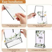 4 Packs Acrylic Sign Holder 5x7 Inch - Double-Sided Tabletop Frame For Wedding Table Numbers, Restaurant Menu, Christmas Photos, Graduation, Birthday Party, - Clear Photo/Price/Menu Display Stand