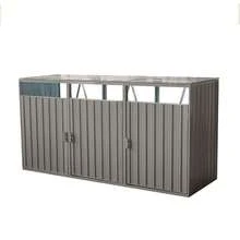 Garbage Bin Shed Stores 3 Trash Cans Metal Outdoor Bin Shed For Garbage Storage,Stainless Galvanized Steel, Bin Shed For Garden Yard Lawn,Grey