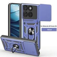 1 件黑色带滑动相机盖和旋转磁环支架，重型超薄防震混合坚固防摔保护套女士男士女孩手机壳苹果兼容 16pro/16promax/16plus/16/15pro/15promax - 藍色 - 查看 10