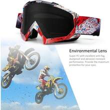Motorcycle Goggles Dirt Bike Goggles Windproof ATV Dustproof Racing GogglesScratch Resistant Ski Goggles Protective Safety Glasses PU Resin Black Frame+Color Lens - Red Frame+grey Lens - View 7