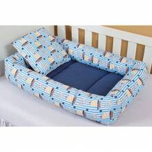 Ninho Redutor com Almofada De Berço Para Bebê Menino Urso Navegador - Azul Marinho - Visão 3