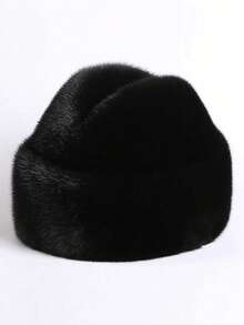قبعة شتوية رجالية من الفرو الصناعي المقاوم للرياح، لون أحادي فاخر محبوك، مناسبة للآباء أو الاستخدام اليومي في الخارج - MM1811 - مشاهدة 2
