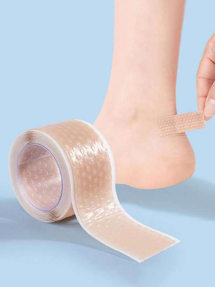 2 rollos de protector antifricción para talones, almohadillas de gel de silicona para los dedos de los pies, cinta invisible para fricción de zapatos de tacón alto - Champán - Ver 1