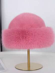 1pc Women Winter Furry Hat, European & Korean Style Warm Headwear, Solid Color Cute & Versatile, Thicker Design - Multicolor - View 15