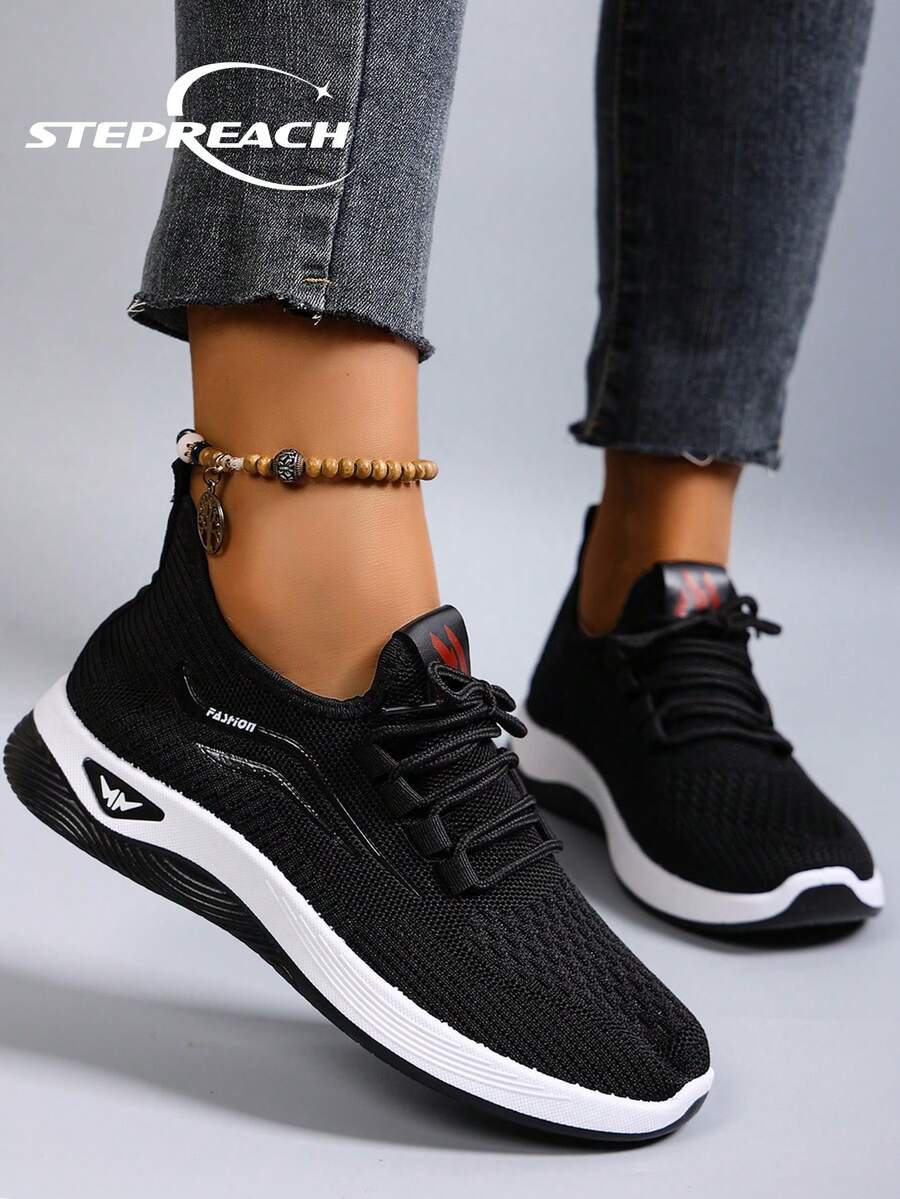 STEPREACH Women's Spring New Casual Sneakers, Breathable Mesh Fabric, Comfortable Work Shoes, Non-Slip Flat Lace-Up Shoes