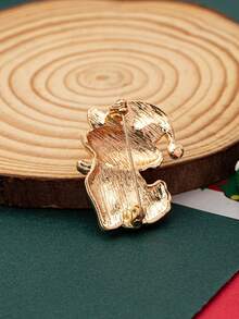 1pc Creative Cute Cartoon Christmas Hat Cat Metal Brooch, Elegant Vintage Style Christmas Brooch Pin For Women
