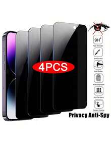 4 Packs Privacy Screen Protector Compatible With Phone 6/7/8/11/12/13/14/15/16/Pro Max, XS, XR, Xs Max - Glossy Tempered Glass, Anti-Spy Shatterproof Shield, Enhanced Screen Protection - Black - View 11