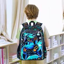 3pcs Backpack For Boys And Girls, Vacation Party Lightweight Large Capacity Roller Game Machine School Bookbag