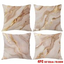 MEMNUN 4pcs 17.7*17.7in(45*45cm)/19.69*19.69in(50*50cm)/15.75*15.75in(40*40cm) Beige Marble Pattern Printed Polyester Pillowcase Cover [Single-Sided Printing][Pillow Insert Not Included], Suitable For Home, Bedroom, Sofa, Car Decoration, Personalized Gifts - Multicolor - View 14