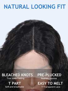 Parrucca corta e riccioluta da donna, 13 x 4 x 1, lunghezza media, riccioluta, parrucca con pizzo front, parrucca con pizzo front per donne, nera, corta, parrucca in veri capelli a onde profonde, parrucca a caschetto, adatta per uso quotidiano, capelli bagnati e ondulati, per uso quotidiano, Ognissanti, eventi, uso diurno, cosplay, colore naturale, caschetto riccio, colore naturale, capelli ricci - Natural Black - Visualizzare 3