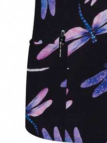 Women's Dragonfly Fun Print Spring & Summer VNeck Fall Scrub Short Sleeve Nurse Uniform Tops With Pockets For Women - Black - View 4