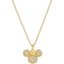 Cute Lady Mouse Pendant Necklace For Women Surgical Stainless Steel Hypoallergenic Crystal Choker Chain Adjustable Comfortable Dainty Anniversary Birthday Holiday Jewelry - 金色調 - 查看 1