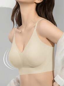 1/2/3/4/5Pcs Women's Push-Up Bra - High Support Wireless Comfort Fit With Removable Pads, Seamless Invisible Design & Adjustable Back Strap, Solid Color For Everyday & Special Occasions, Strapless Push Up Bra, Occasion Lingerie, Sleek Lingerie, Comfortable Fit, Flexible Material - 杏色 - 查看 7