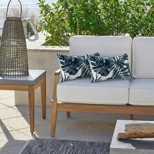 Outdoor/Indoor Throw Pillows, 18x18 Square Pillows With Inserts Bed, Couch, Sofa & Patio Furniture (Set Of 2, Monstera Blue), Decorative Pillows - 棕櫚藍 - 查看 6
