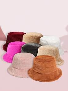 1pc Unisex Casual Soft Fuzzy Bucket Hat, Multi-Color, Warm & Versatile, Suitable For Autumn/Winter Daily Use