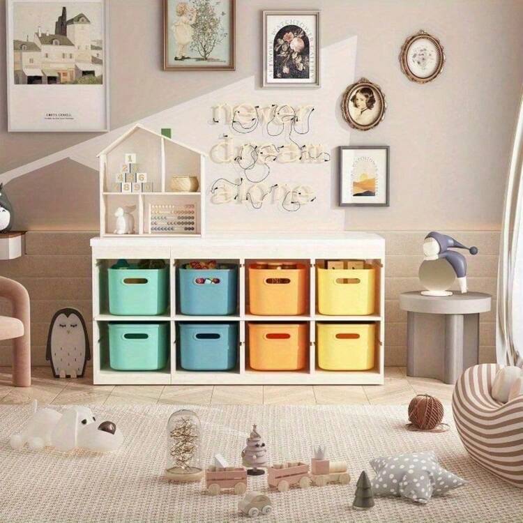 8-Piece Stackable Storage Bins Water-Resistant Polypropylene Storage Containers With Handles Flip-Top Lids In Multiple Colors Transparent Window For Easy Viewing Ideal For Organizing Crafts, Snacks, And Office Desks; Serves As A Storage Organizer - 8 gói hỗn hợp - Xem 8