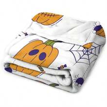 Flannel Fleece Blanket Plush Spider Webs Witch's Hat Black Bats Decorated Pumpkins 40 * 30ingift - 30"x40"+Style-7 - View 3