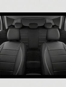 9件套/4件套（5座/2座）通用型滚边真皮汽车座椅套，适用于SUV、厢式货车、卡车，内侧拉链设计并预留开口孔，兼容安全气囊，尽显优雅气质