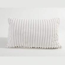 1 件仿兔毛条纹枕套，不含枕芯，拉链开合，柔软舒适的床上用品枕套，可拆卸且易于使用，让您舒适入眠 - 白色 - 查看 2