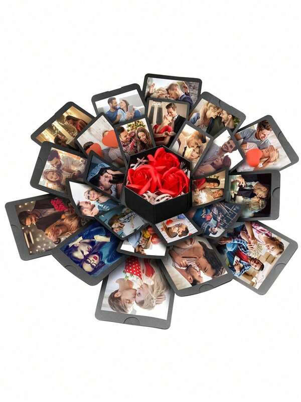 1 conjunto de caixa explosiva hexagonal, kit de álbum de fotos faça você mesmo, caixa de presente surpresa feita à mão com vários acessórios para todas as ocasiões, caixa de memórias explosiva criativa para scrapbooking com painéis em camadas, ideal para aniversários, aniversários, dia dos namorados, casamentos