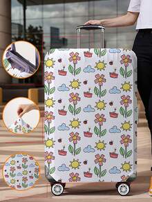 Capac compartiment bagaje cu model floral, 18-32 inch, capac flexibil pentru compartiment bagaje, potrivit pentru capacul compartimentului bagaje de 18-32 inch, protector anti-zgârieturi, protector compartiment bagaje, capac protector pentru compartiment bagaje, capac de protecție, capac anti-praf, husă de praf pentru valiză, accesorii de călătorie, înapoi la școală, rechizite școlare, magazin, înapoi la școală, sală de clasă, coajă