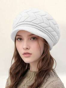 1pc Women's Hat & Gloves Set, Fashionable Casual Knitted Beanie Hat, Suitable For Autumn/Winter Daily Use, Outdoor Travel, Hiking, Skiing, Cycling, Climbing, Photography And More