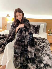1pc Luxury Tie-Dye Faux Fur Blanket - Soft, Warm, Comfortable, Multipurpose, Suitable For All Seasons - Great For Bedroom, Guest Room, Living Room, Dorm, Car, Sofa, Travel And Outdoor Activities