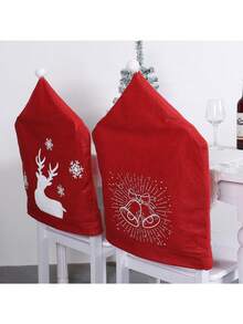 1 pieza Decoración de mesa de comedor navideña, con diseño de árbol, muñeco de nieve, reno y campana, adecuada para decorar mesas y sillas de restaurante en todas las estaciones, desmontable y lavable, decoración del hogar y del invierno, resistente al polvo y duradera.