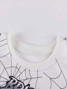 Boys' Spider - Themed Sweatshirt Set: Long - Sleeve Top With Cool Superhero Print And Matching Red Joggers - Burgundy - View 4