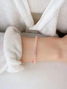 1pc 925 Sterling Silver Phoenix Tail Chain Bracelet, Minimalist & Fashionable, Suitable For Women's Daily Wear, Valentine's Day Gift - Rose Gold - View 4