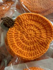 1 pièce Dessous de verre en citrouille tricoté à la main, doux et résistant à la chaleur