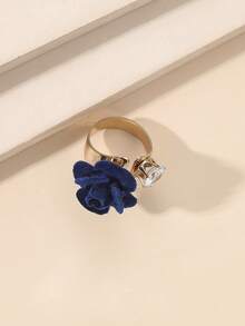 1 pieza Anillo de flor con rhinestones, ajustable, adecuado para fiestas y banquetes