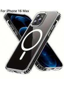 Rocoren Rocoren Magnetic Case Compatible With IPhone 17 16 Pro Max Plus, Magnetic Wireless Charging Phone Case Compatible With IPhone Lens Protection Impact Resistant Case, Transparent, PC+TPU